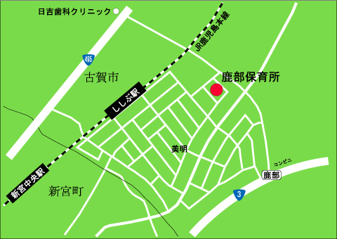 鹿部保育所の位置図